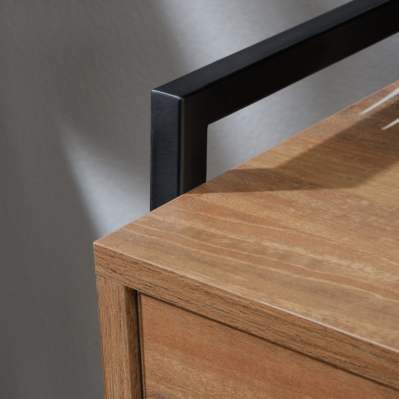 Wood Dresser with Spacious Drawers and Open Shelves