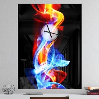 Designart 'Fire and Ice' Oversized Abstract Wall CLock