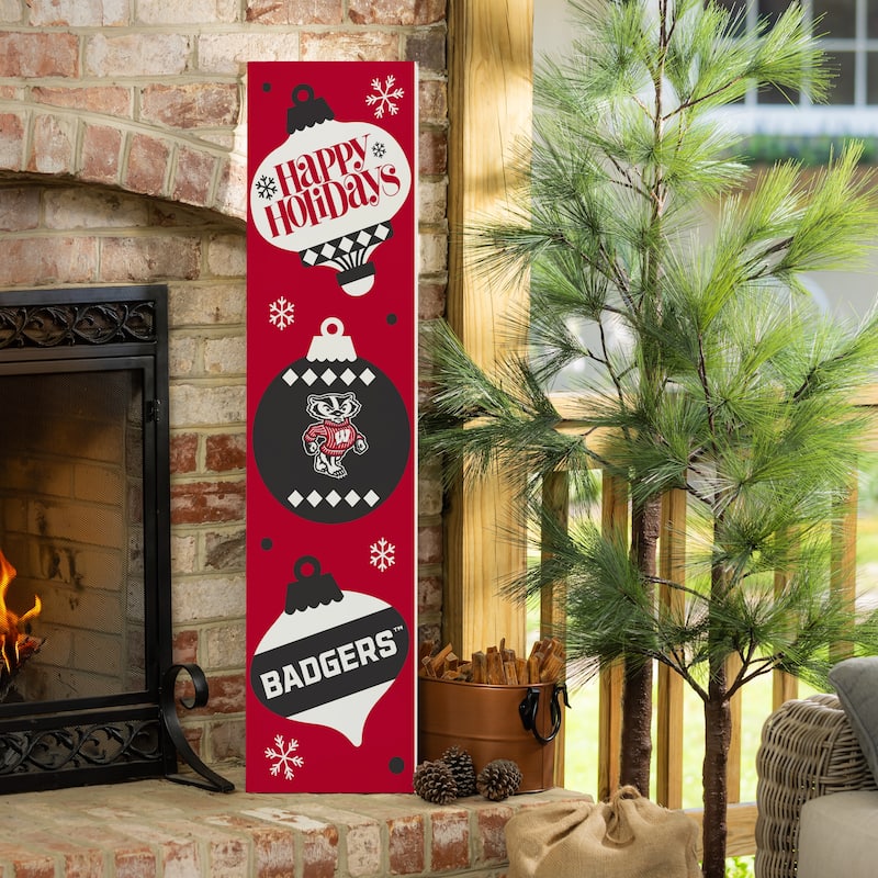 47" Double Sided Seasonal Porch Leaner, University of Wisconsin-Madison - 47" x 11.25" - Christmas