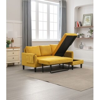 Modern Reversible Sleeper Sectional Sofa with Storage Chaise Lounge ...