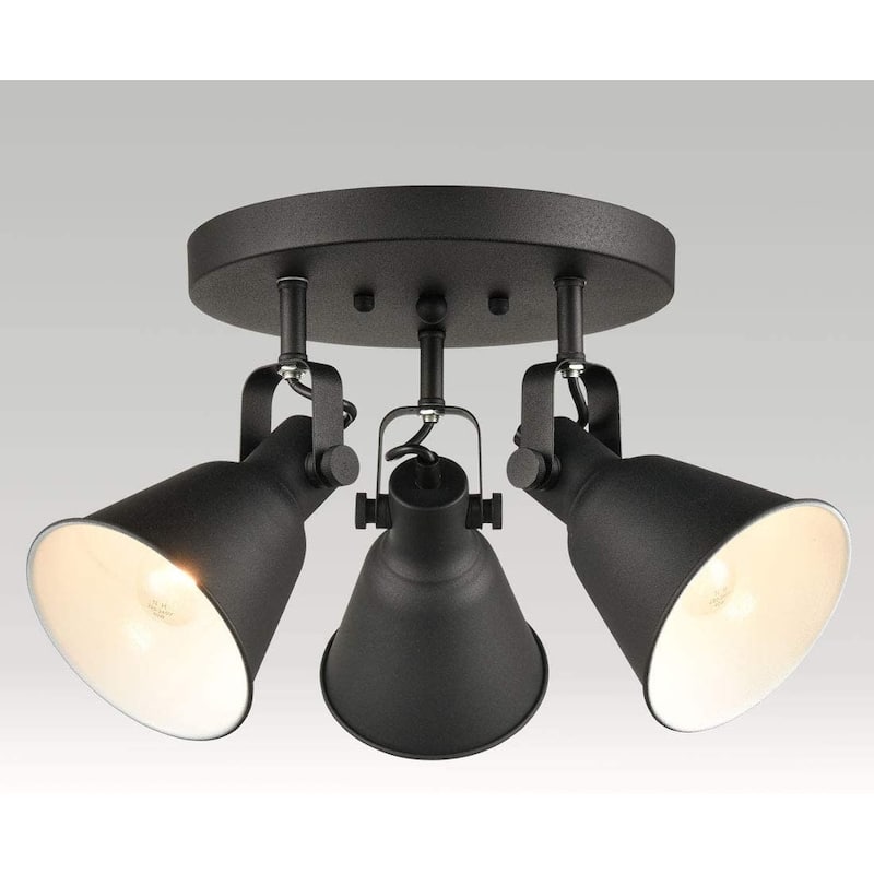 Marseille Multi-Directional Ceiling Spot Light,Adjustable Round Track Lighting,Semi Flush Mount Matte Black-3 Light - Matte Black