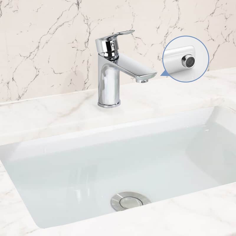 Chrome Single Handle Lavatory Basin Sink Faucet - Brass Bathroom Sink Faucet Hot and Cold