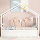 preview thumbnail 3 of 10, White Twin Size Pine Wood House-shaped Bed with Trundle and Roof for Kids, Boys and Girls