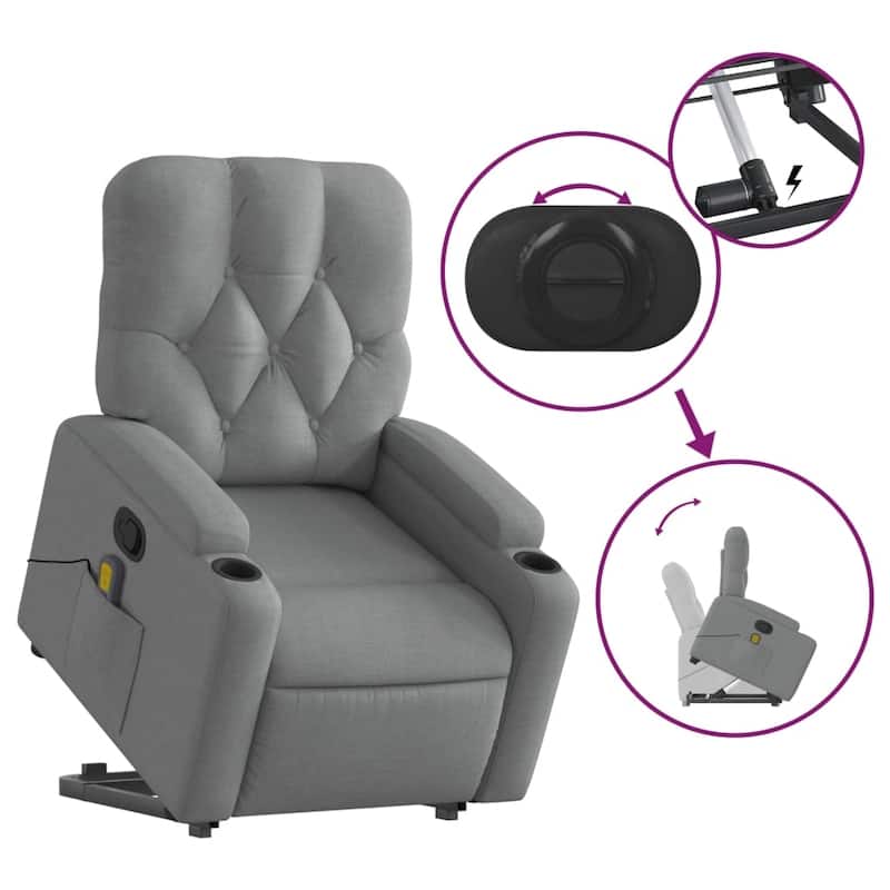 vidaXL Stand up Massage Recliner Chair Power Lift Wingback Armchair Fabric
