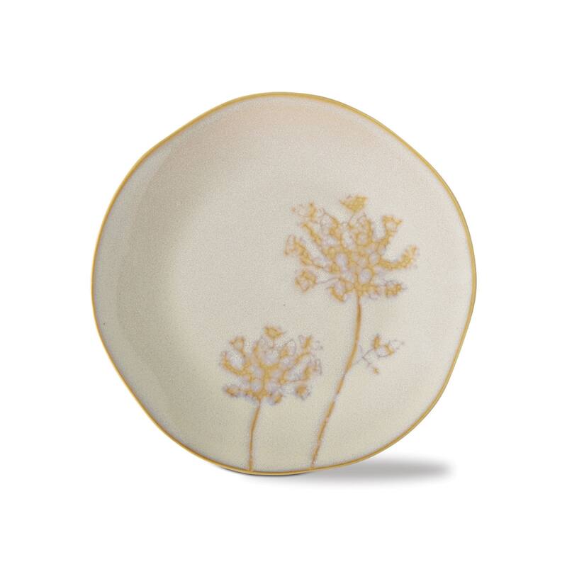 Wild Flower Ivory Ceramic Appetizer Plate, 7" x 7", Dishwasher Safe, Perfect for Everyday Dining