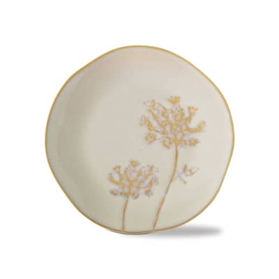 Wild Flower Ivory Ceramic Appetizer Plate, 7" x 7", Dishwasher Safe, Perfect for Everyday Dining