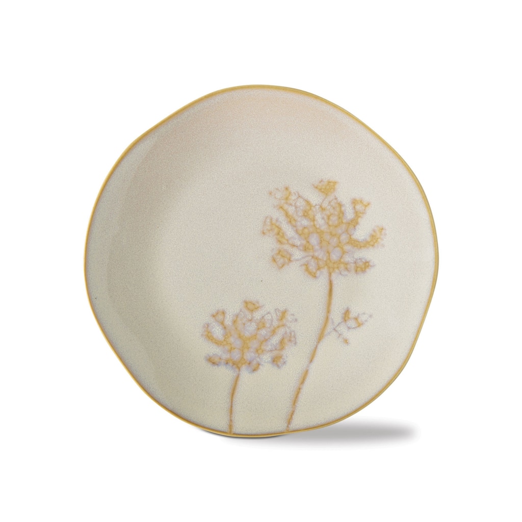 Wild Flower Ivory Ceramic Appetizer Plate, 7" x 7", Dishwasher Safe, Perfect for Everyday Dining