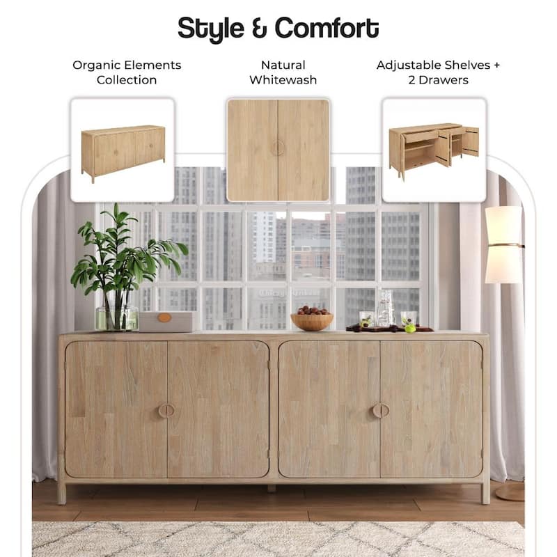 NPD Furniture Hansville Sideboard 4 Doors with 2 Inner Drawers