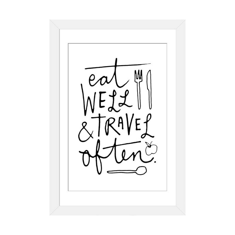 iCanvas "Eat Well Travel Often" by The Love Shop - White - 24x16x1