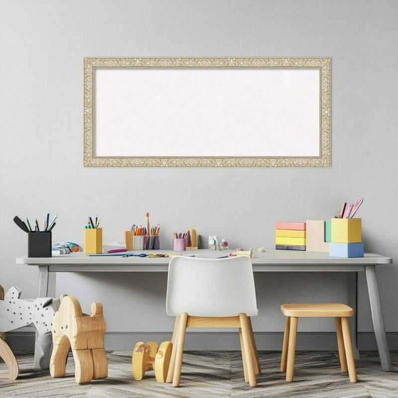 Lila Silver Wood Framed Cork Board - Bulletin Board, Organization Board, Pin Board