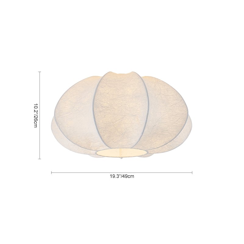 Round Pleated Lantern White Silk Flush Mount Ceiling Light