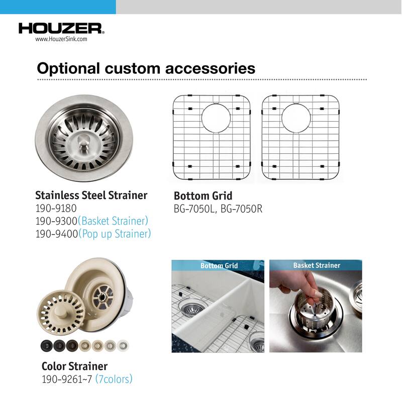 Houzer PTU-3200-C Platus 32-3/16" Undermount Double Basin Fireclay