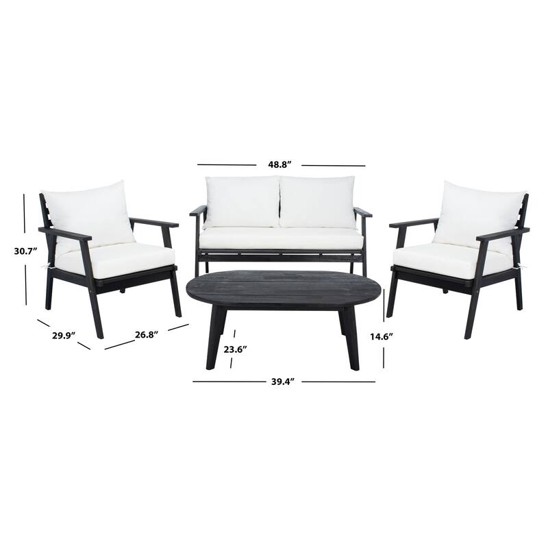 SAFAVIEH Outdoor Deacon 4-piece Conversation Patio Set. - 49" W x 30" D x 31" H