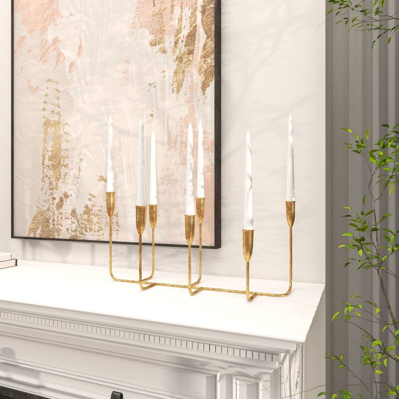 CosmoLiving by Cosmopolitan Gold Metal Slim 7 Candle Candelabra