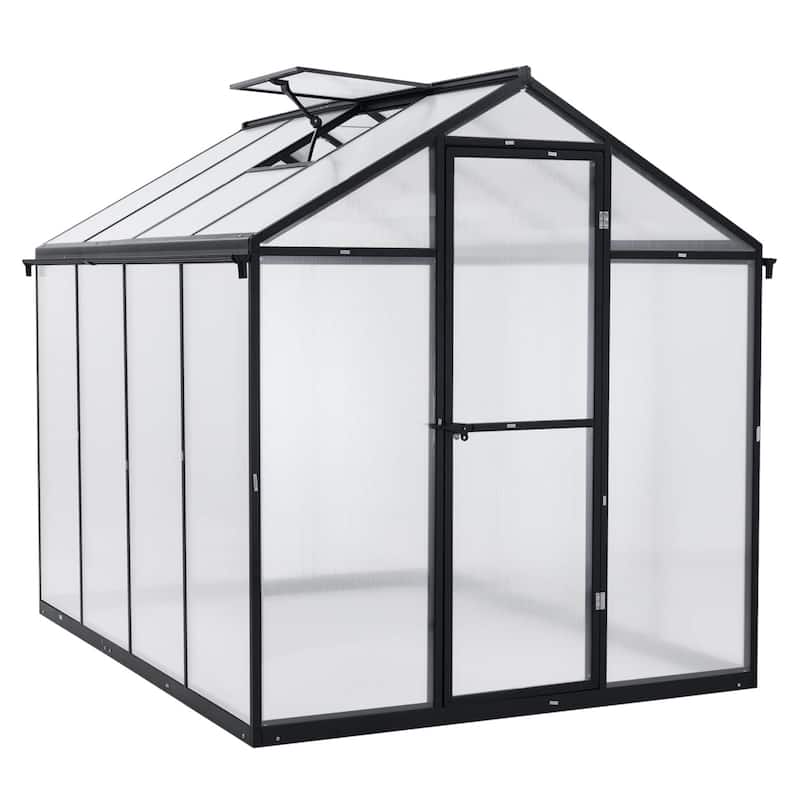 Aoodor Polycarbonate Walk-in Greenhouse with Aluminum Frame and Roof Vent