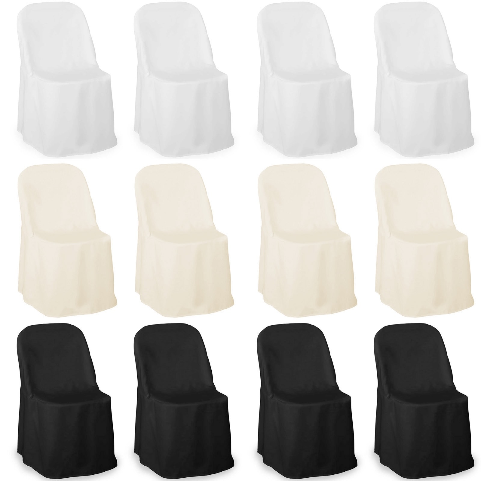 100 White Polyester FOLDING Flat CHAIR COVERS Wedding Party Banquet Decorations 
