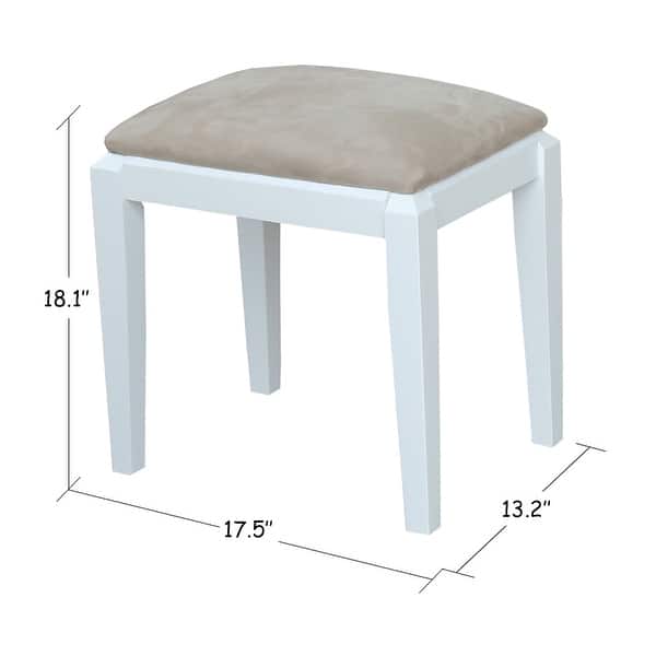 dimension image slide 0 of 2, Solid Wood Vanity Table with Vanity Bench (Snow White Finish)