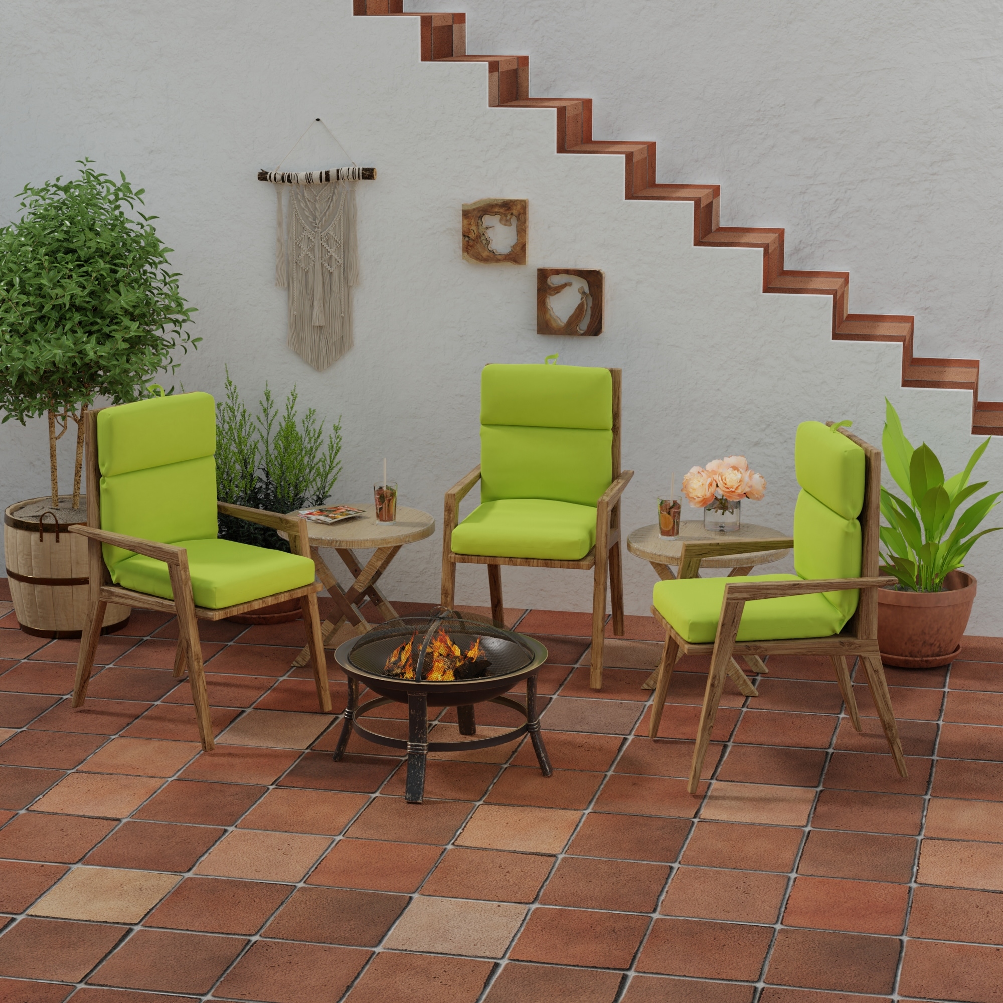 Sunbrella 22" x 44" Green Solid Outdoor Chair Cushion with Ties and Loop - 44'' L x 22'' W x 4'' H