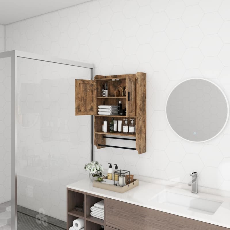 Wall Cabinet For Bathroom,Storage Cabinet with Doors and Shelves,Over The Toilet Storage Cabinet