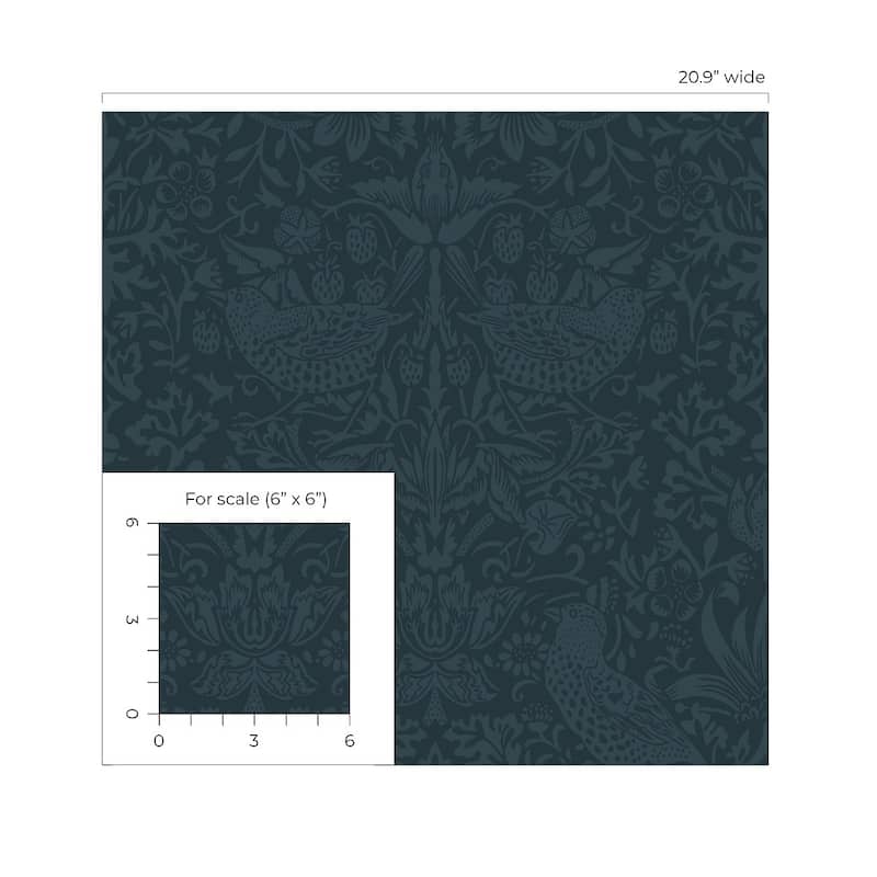 Seabrook Designs Tonal Bird Garden Prepasted Wallpaper