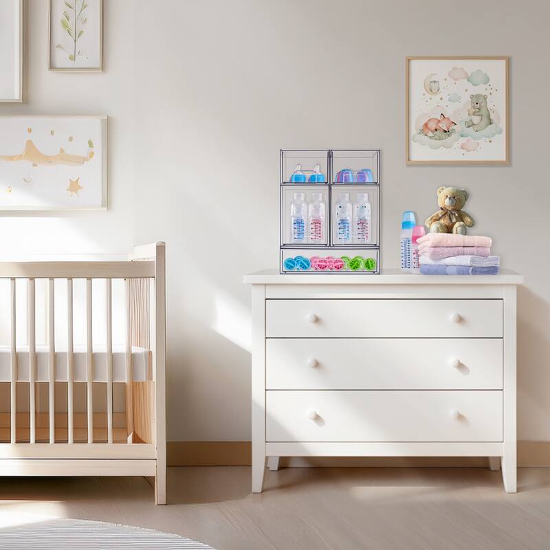 Sorbus Wide Stackable Acrylic Storage Drawers, Clear Plastic Organizer Bins for Baby Bottles, Bathroom, & Kitchen Organization