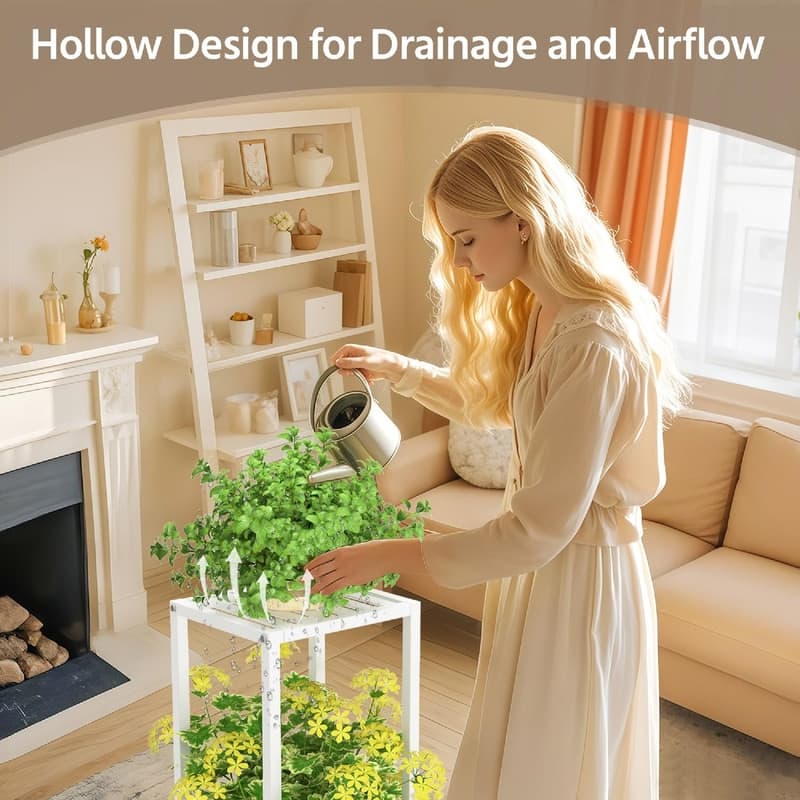 2 Tier Black Metal Plant Stand - 11.6 x 10.8 x 33.7 inches