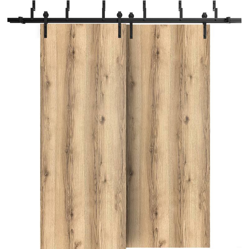 Sliding Closet Barn Bypass Doors 36 x 80 inches | Planum 0010 Walnut | Sturdy 6.6ft Rails Hardware Set - 64" x 84" ( 2* 32x84)
