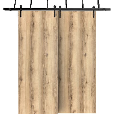 Sliding Closet Barn Bypass Doors 36 x 80 inches | Planum 0010 Walnut | Sturdy 6.6ft Rails Hardware Set