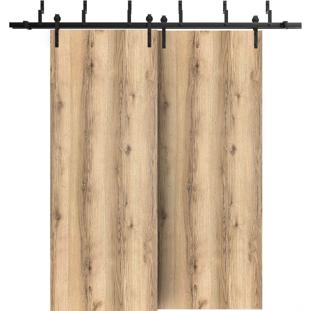 Sliding Closet Barn Bypass Doors 36 x 80 inches | Planum 0010 Walnut | Sturdy 6.6ft Rails Hardware Set