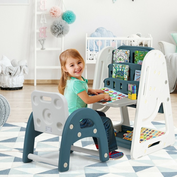 2 in 1 Kids Easel Desk Chair Set Book Rack Adjustable Art Painting Board -  25'' x 21'' x 30'' - 39'' (L x W x H) - On Sale - Bed Bath & Beyond -  33181639