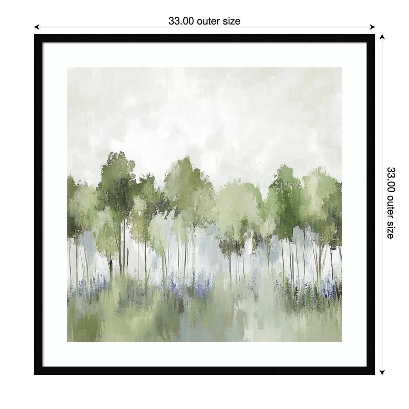Forest of Sapphire Blossoms No. 1 by Mona Grace Wood Framed Wall Art Print - Black