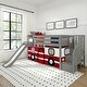 preview thumbnail 4 of 19, Max and Lily Classic Low Bunk with Stairs, Easy Slide and Curtain Grey