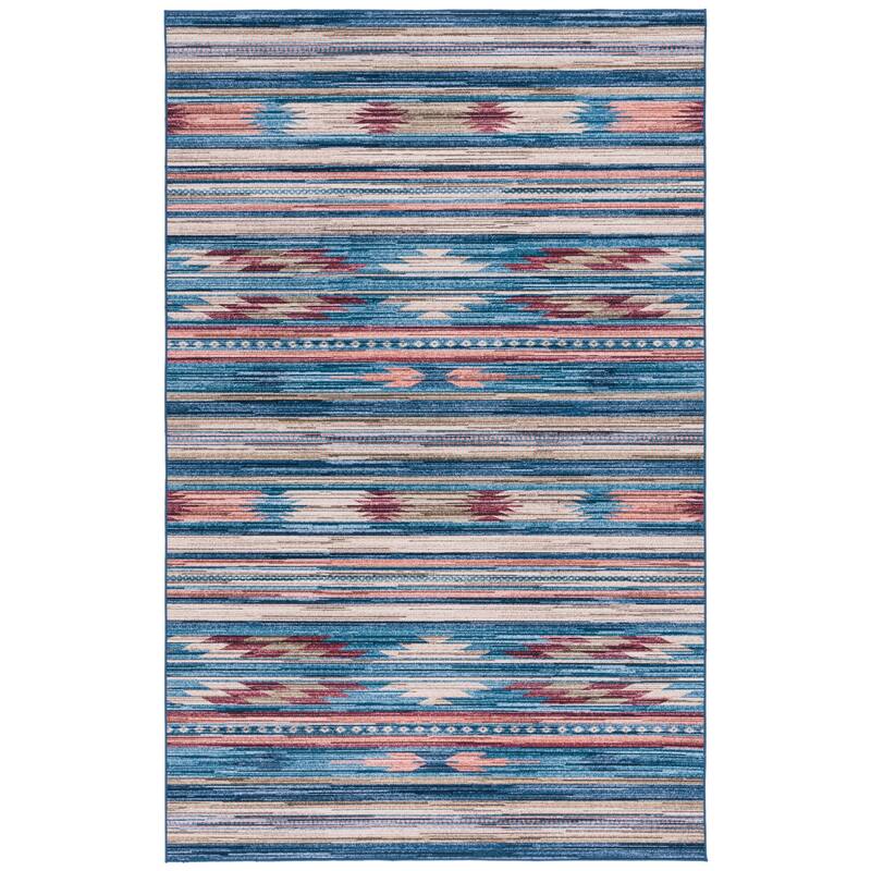 SAFAVIEH Tucson Veronica Transitional Machine Washable Rug - 3' x 5' - Blue/Rust