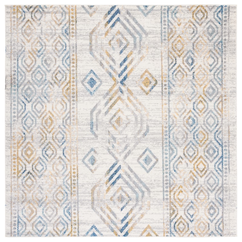 SAFAVIEH Tulum Lucia Moroccan Boho Rug - 6'7" Square - Ivory/Grey