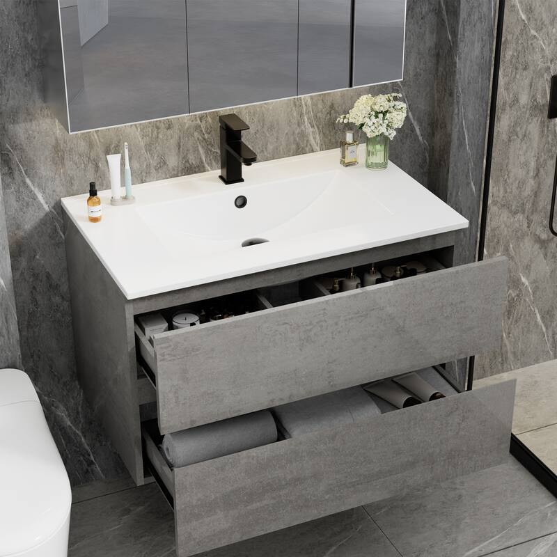 Wall Mounted Bathroom Vanity Sink Combo Cabinet Vanity Set