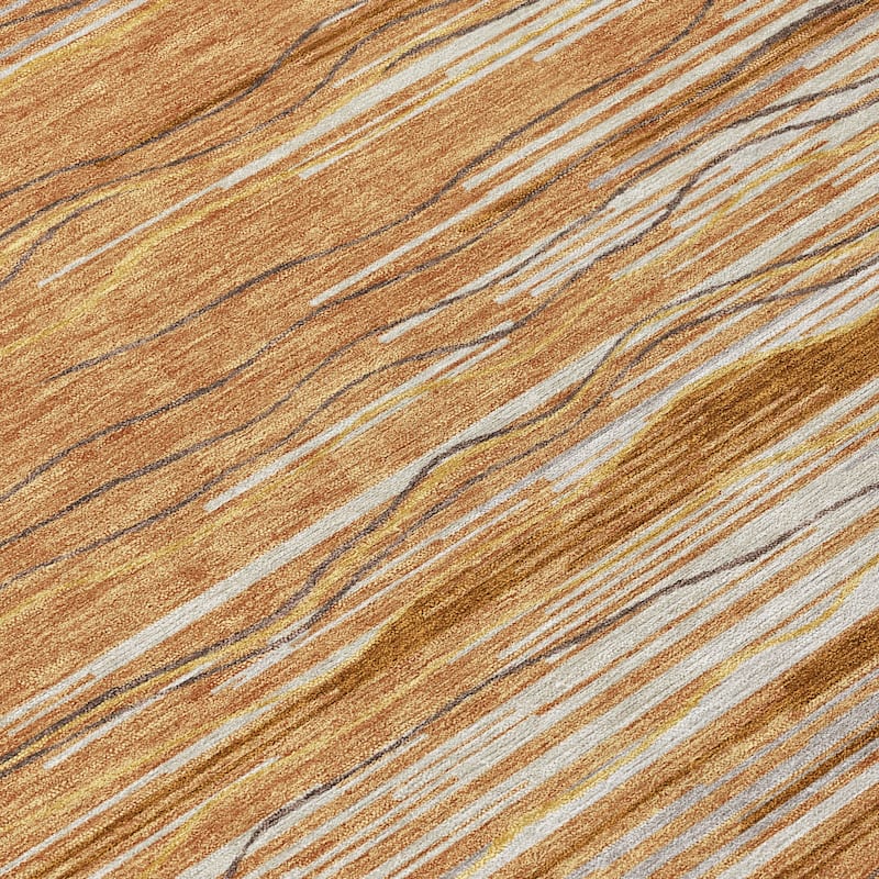 Machine Washable Indoor/ Outdoor Modern Stripe Chantille Rug