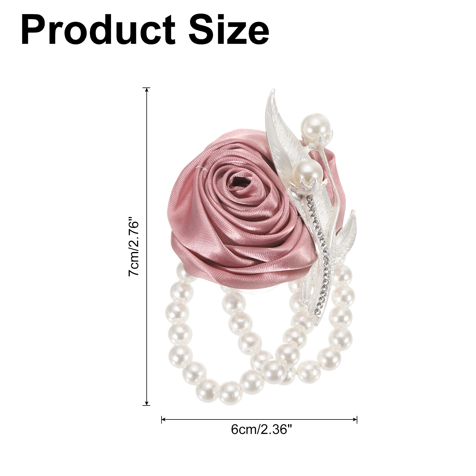 2Pcs Wrist Corsage Artificial Flower Bracelets, 2.4 x 2.8 Inch White