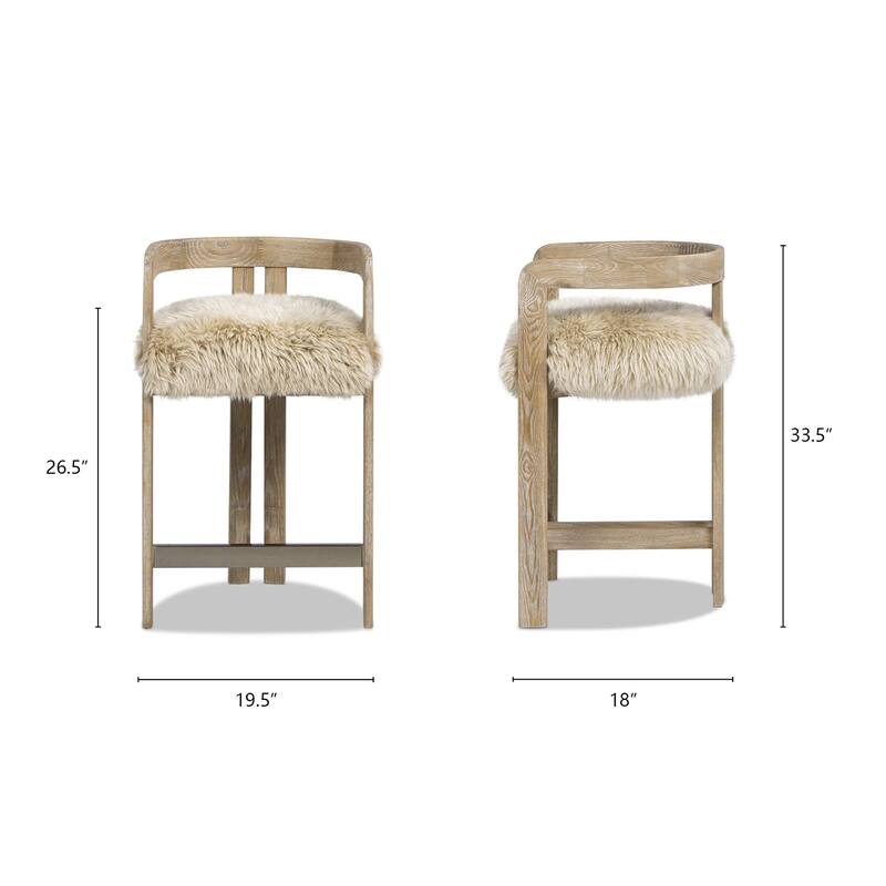 Low Back Genuine Fur Counter Stool