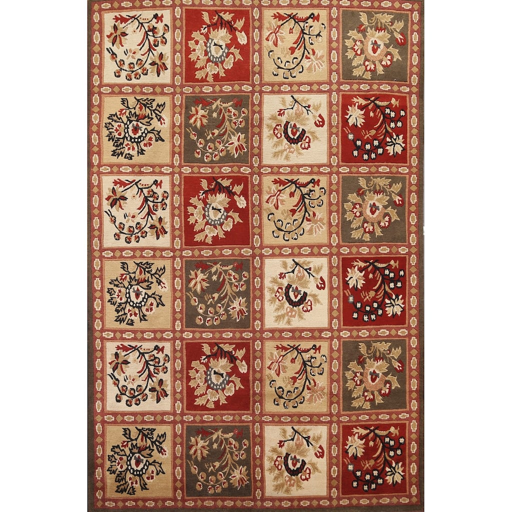 Garden Design Nepalese Vegetable Dye Oriental Wool Area Rug Handmade - 6'1" x 9'8"