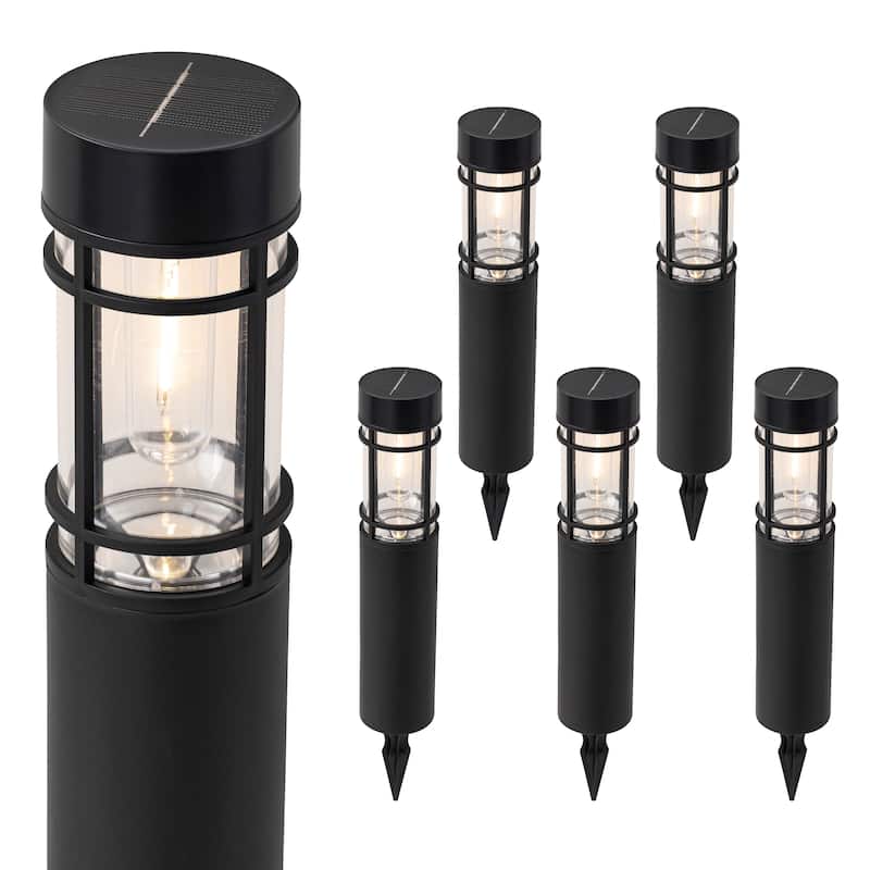 C Cattleya Black Solar LED Outdoor Path Lights (6 Pack or 12 Pack) - 6-Pack