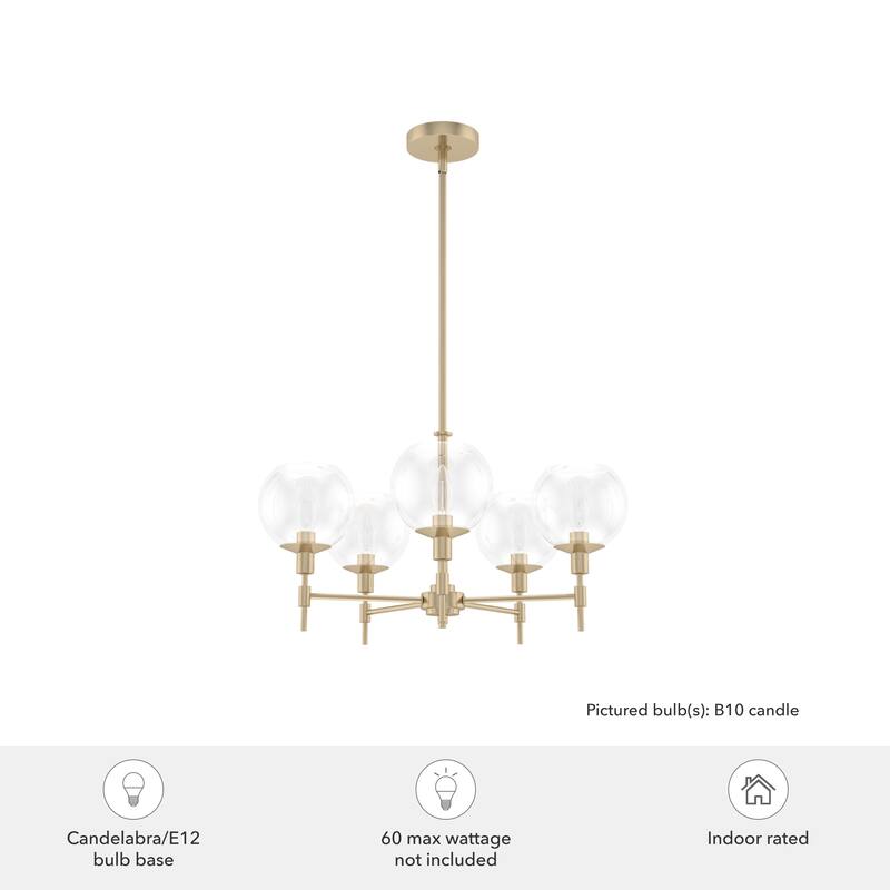 Hunter Xidane Metal and Glass Orb Chandelier - Entry, Kitchen or Dining Room Table, Bedroom - Mid-Century Modern, Transitional