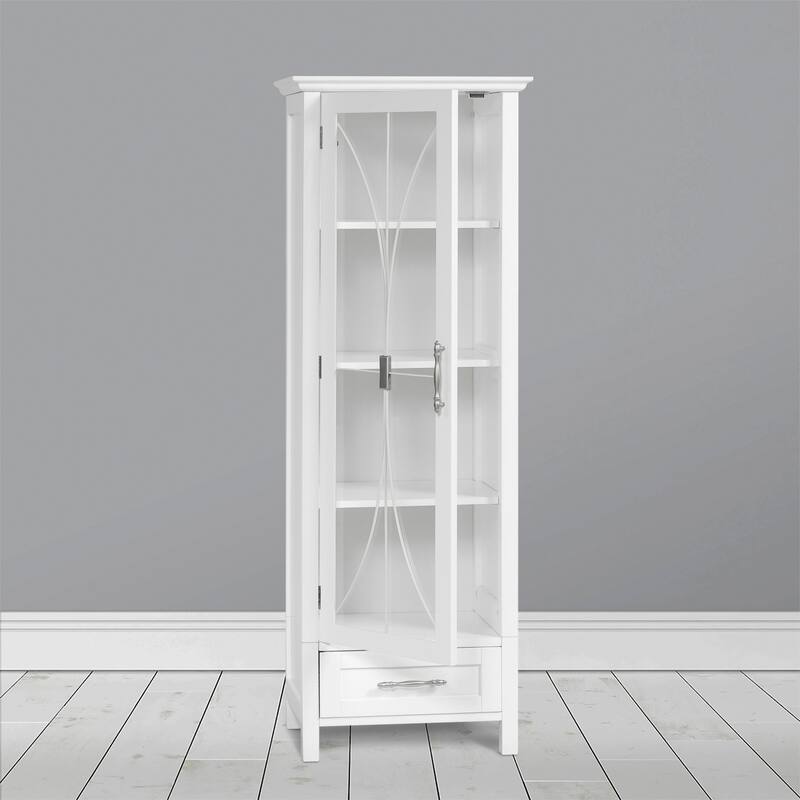Teamson Home Delaney Freestanding Linen Cabinet with Drawer - 13.5: L x 17.01" W x 48.5" H