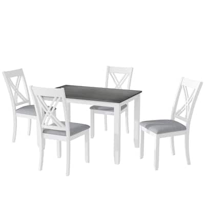 Wood Dining Table Set with 4 X-Back Chairs (Set of 5)