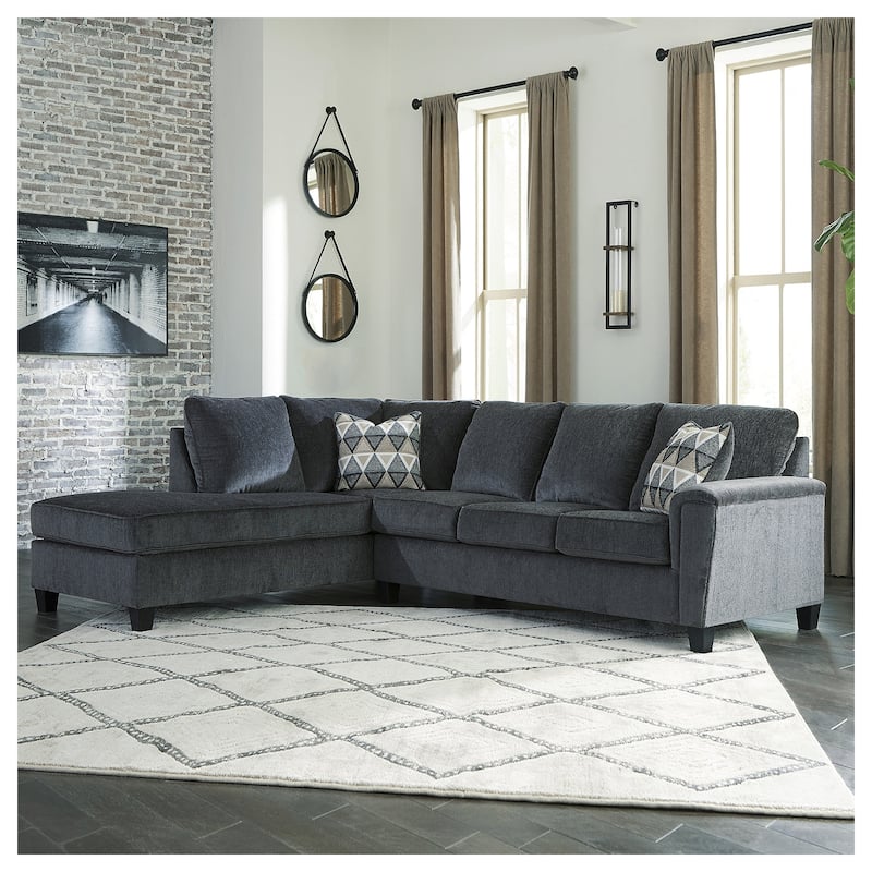 Signature Design by Ashley Abinger 2-Piece Sleeper Sectional with Chaise - 116"W x 91"D x 39"H - Smoke - Left Facing