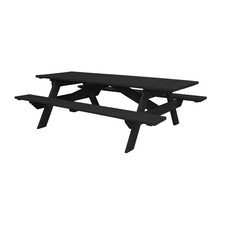 HomeRoots 94" Charcoal Solid Wood Outdoor Picnic Table