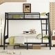 preview thumbnail 11 of 14, Modern Full XL Over Queen Size Metal Frame Bunk Bed with Ladder and Slats Support, Black Twin XL