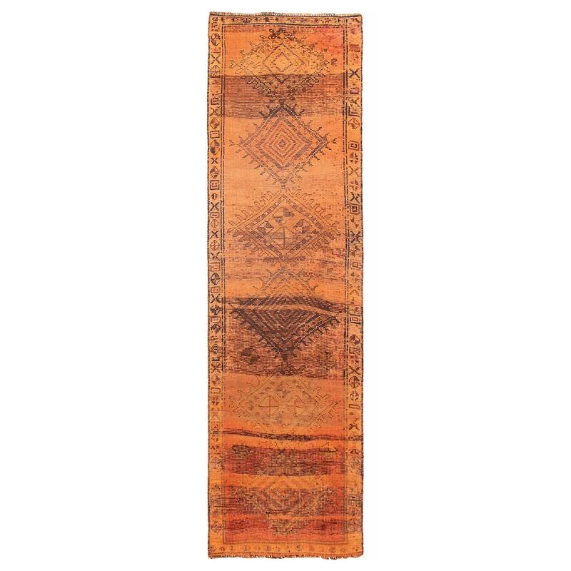 ECARPETGALLERY Hand-knotted Melis Vintage Copper Wool Rug - 3'3 x 12'2 - Copper - 3'3 x 12'2