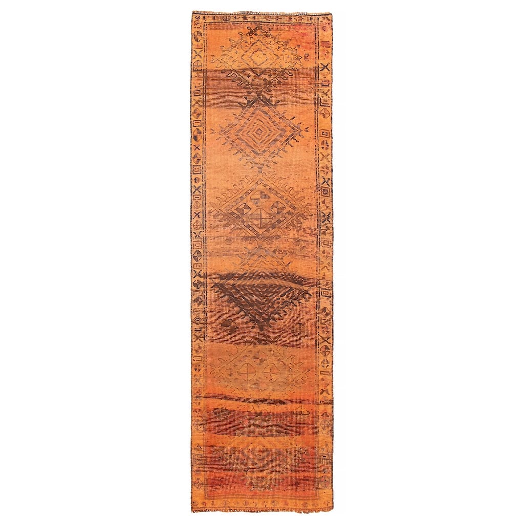 ECARPETGALLERY Hand-knotted Melis Vintage Copper Wool Rug - 3'3 x 12'2