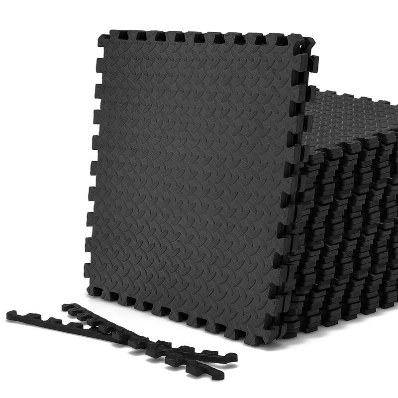 Costway 36 Tiles 1/2'' Puzzle Floor Exercise Mat Interlocking - 36 Tiles - Black