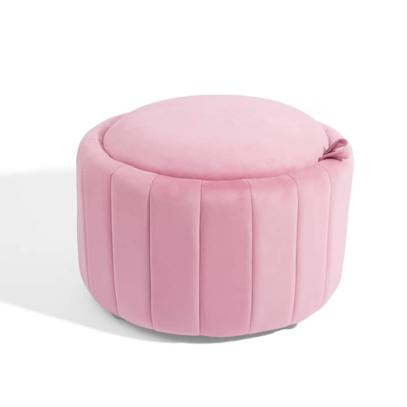 29" Modern Velvet Round Storage Ottoman